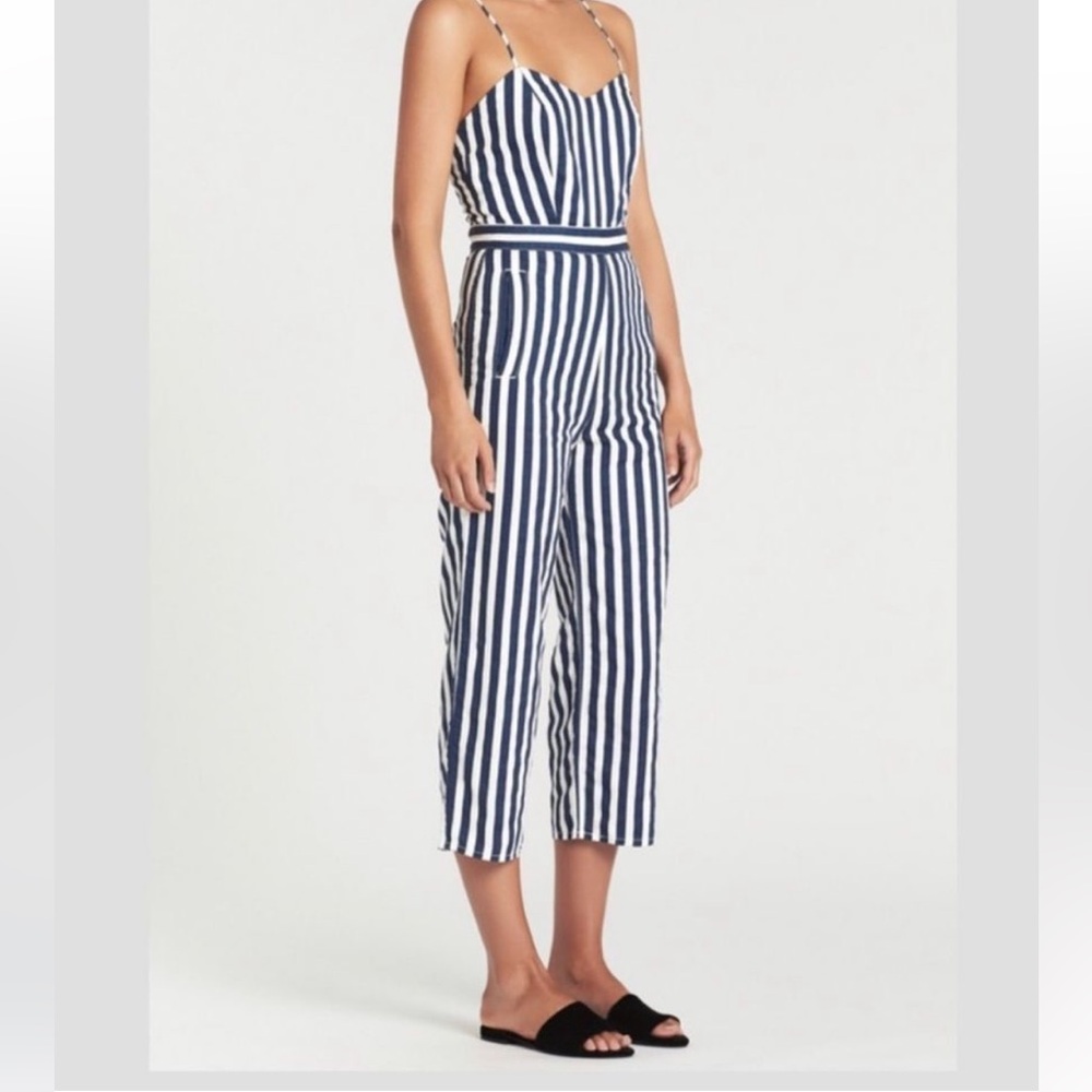 Mother striped, blue and white romper. Size XS
